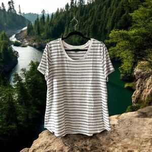 Dip White & Heather Black Striped Knit Top